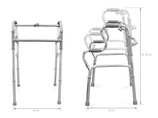 Deambulatore in alluminio con braccioli ergonomici ausilio per disabili