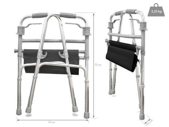 Deambulatore in alluminio con sedile ausilio per disabili