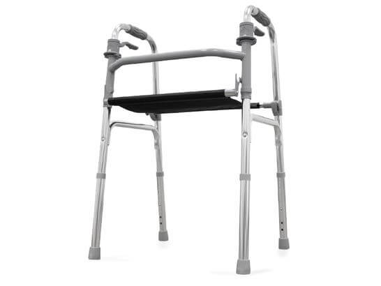 Deambulatore in alluminio con sedile ausilio per disabili