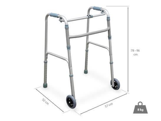 Deambulatore in alluminio, pieghevole, rigido, estensibile e regolabile ausilio per disabili