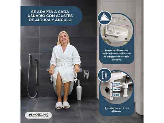 Elevatore WC regolabile e inclinabile con coperchio e braccioli abatibili ausilio per disabili