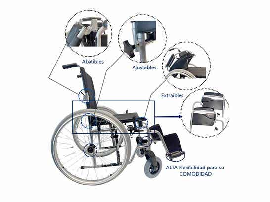 Sedia a rotelle pieghevole in acciaio MOBI PRO con poggiagambe pieghevoli