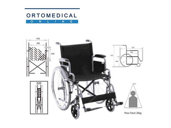 Sedia a rotelle pieghevole in acciaio MOBI PRO con poggiagambe pieghevoli