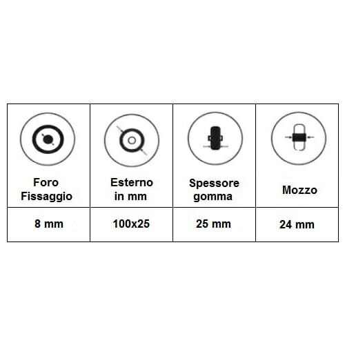 LED trasparenteRuota 4” Senza LED Trasparente per Carrozzina | Mod. 06033128 ausilio per disabili