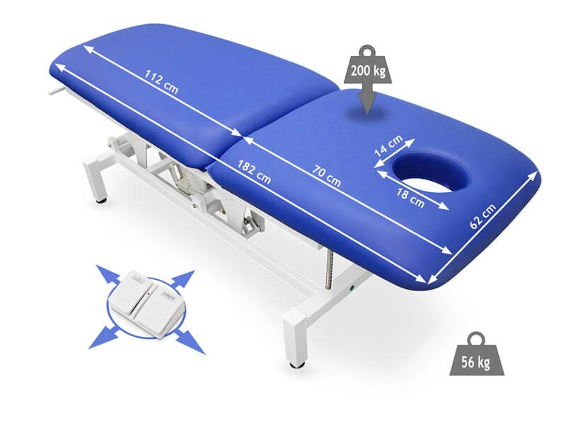 Lettino elettrico wireless Basic Plus 182x62cm ausilio per disabili