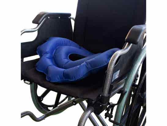 Cuscino gonfiabile circolare con pompa, 43x43 cm, colore blu