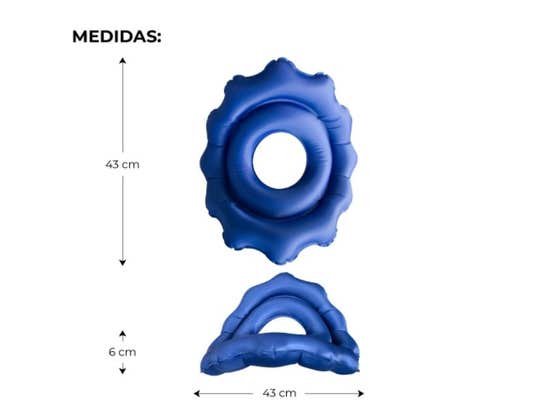 Cuscino gonfiabile circolare con pompa, 43x43 cm, colore blu