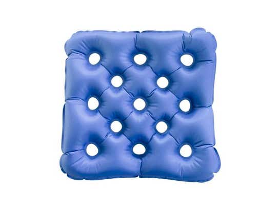 Cuscino gonfiabile quadrato con gonfiatore - 44x44x7 cm, blu