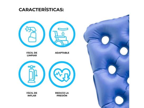 Cuscino gonfiabile quadrato con gonfiatore - 44x44x7 cm, blu