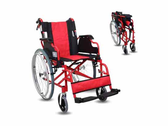 Sedia a rotelle in alluminio Torre rossa e nera, max 100 kg