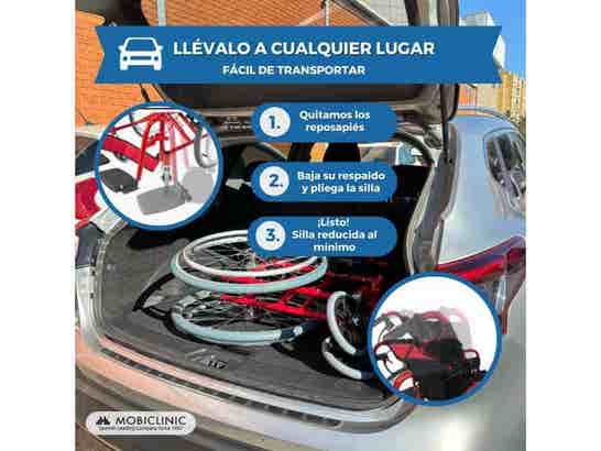 Sedia a rotelle in alluminio Torre rossa e nera, max 100 kg