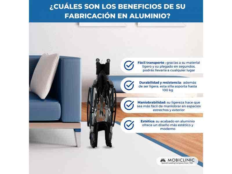 Sedia a rotelle Plegable de Aluminio Palacio, Asiento 46 cm, Negro, 100 kg