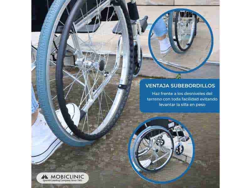 Sedia a rotelle Plegable de Aluminio Palacio, Asiento 46 cm, Negro, 100 kg