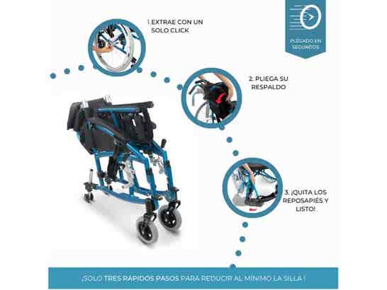 Sedia a rotelle in alluminio 24" modello Venecia 43 cm (turchese)