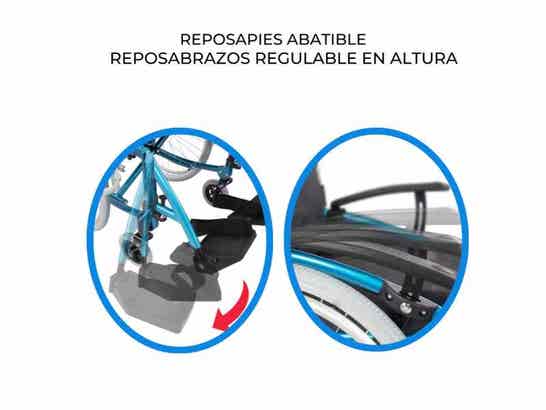 Sedia a rotelle in alluminio 24" modello Venecia 43 cm (turchese)