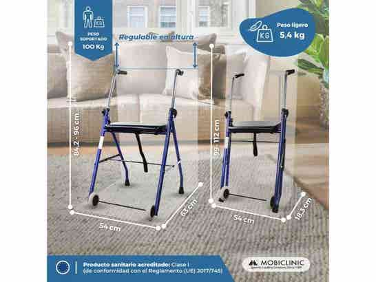 Rollator Regolabile Mod. EMÉRITA con Ruote e Sedile in PVC Acolchado