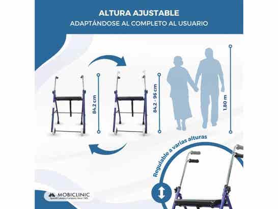 Rollator Regolabile Mod. EMÉRITA con Ruote e Sedile in PVC Acolchado