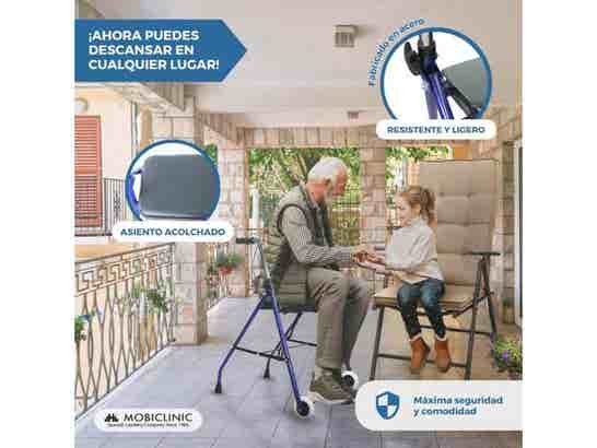 Rollator Regolabile Mod. EMÉRITA con Ruote e Sedile in PVC Acolchado