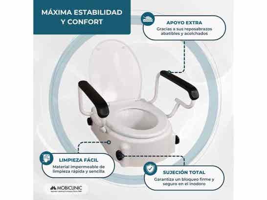 Rialzo per WC Tajo con braccioli ribaltabili, regolabile in altezza 40cm