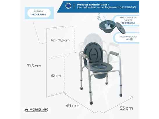 Sedia WC in acciaio regolabile senza ruote Mod. Arroyo bianca