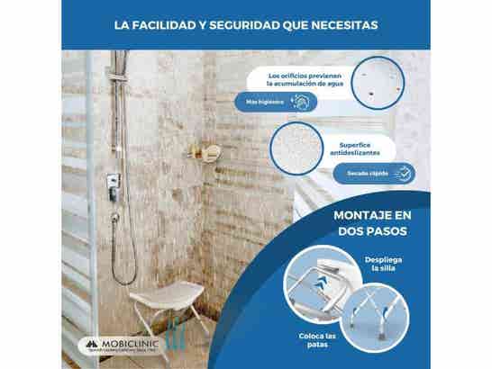 Sedia da doccia pieghevole e regolabile in altezza, modello Delta