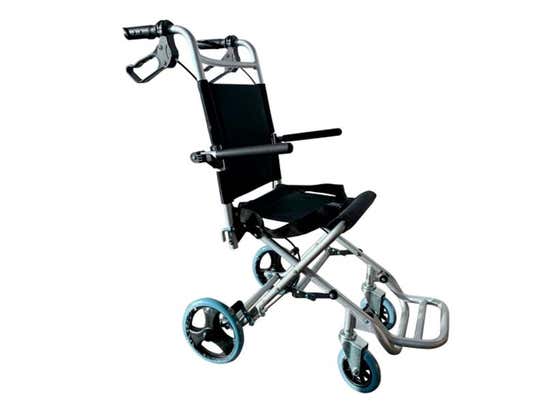 Carrozzina Jupiter Transit, seduta da 34 cm, pieghevole, alluminio nero (CLINICALFY)