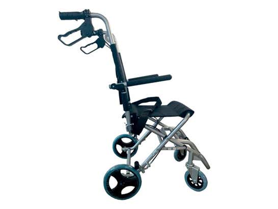 Carrozzina Jupiter Transit, seduta da 34 cm, pieghevole, alluminio nero (CLINICALFY)