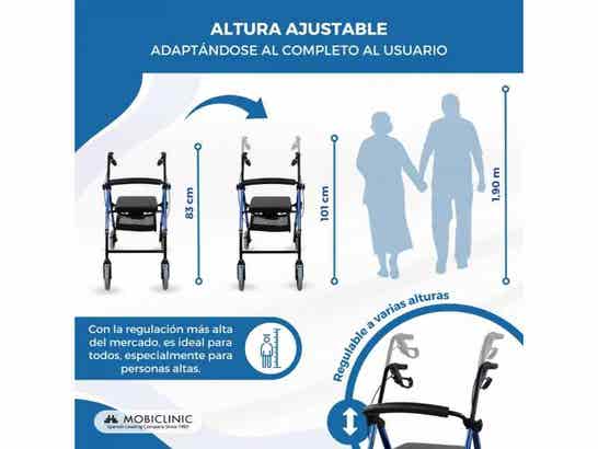 Rollator Rollator Modello Hércules, 4 Ruote, Cesta in Tessuto, Freni