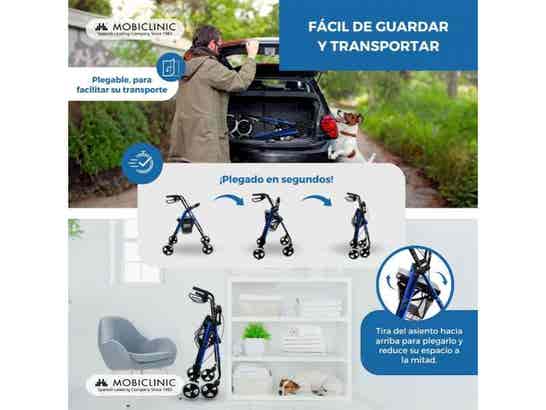 Rollator Rollator Modello Hércules, 4 Ruote, Cesta in Tessuto, Freni