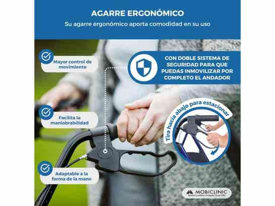 Rollator Rollator Modello Hércules, 4 Ruote, Cesta in Tessuto, Freni