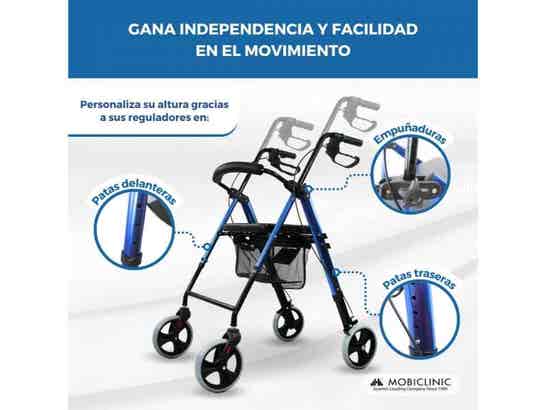 Rollator Rollator Modello Hércules, 4 Ruote, Cesta in Tessuto, Freni