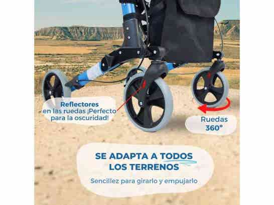 Rollator Trajano 4 ruote con seggiolino per anziani Celeste