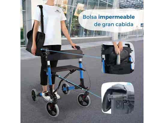 Rollator Trajano 4 ruote con seggiolino per anziani Celeste