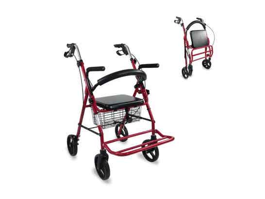Rollator 2 in 1 Colón Burdeos con freni alle maniglie e sedia