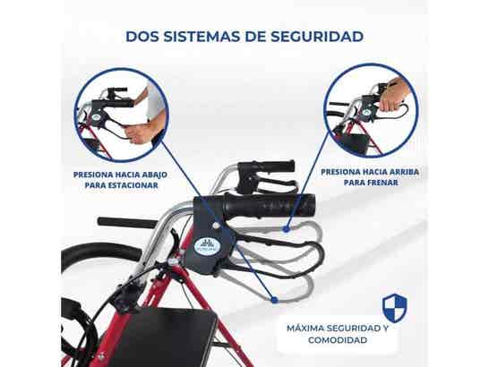 Rollator 2 in 1 Colón Burdeos con freni alle maniglie e sedia
