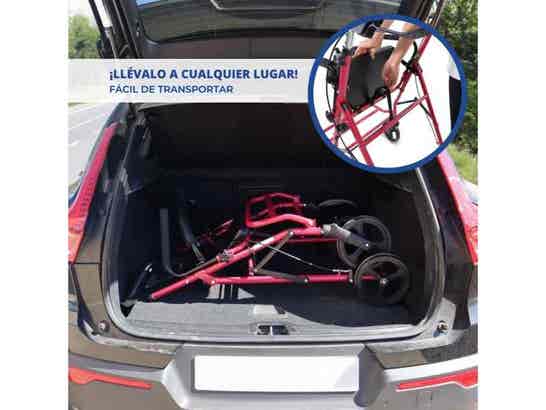 Rollator 2 in 1 Colón Burdeos con freni alle maniglie e sedia