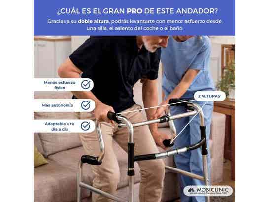 Rollator Plegabile Aluminio Pórtico per Anziani - 100 kg, Regolabile 82,5-100 cm