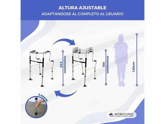 Rollator Plegabile Aluminio Pórtico per Anziani - 100 kg, Regolabile 82,5-100 cm