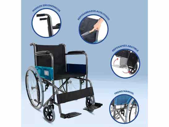 Sedia a rotelle pieghevole 46 cm Nera Modello Alcázar, 100 kg massimo