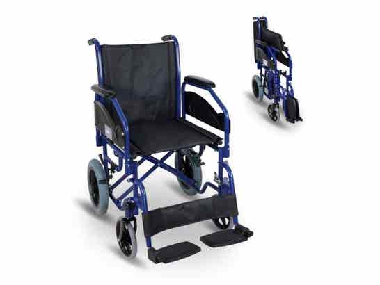 Sedia a rotelle pieghevole nera modello Maestranza, 45 cm, 100 kg