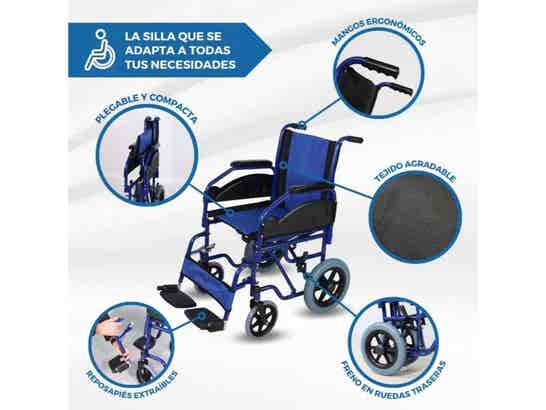 Sedia a ruote Maestranza Blu in acciaio fino a 100 kg