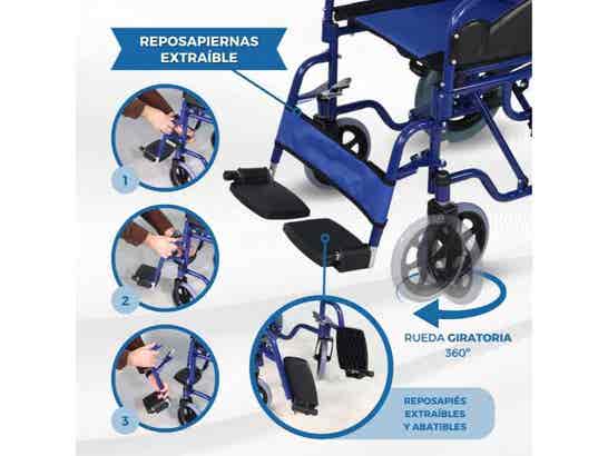 Sedia a ruote Maestranza Blu in acciaio fino a 100 kg