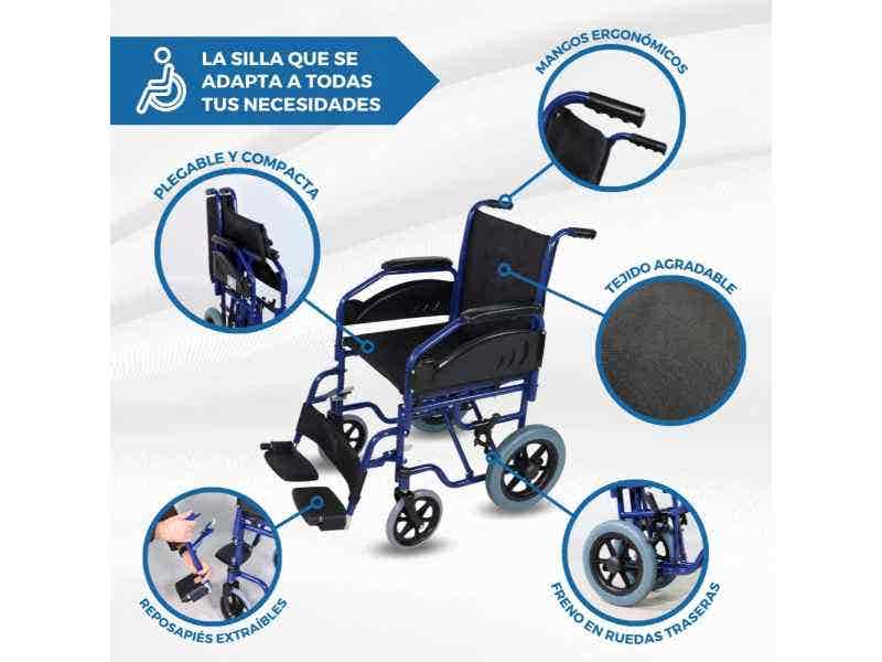 Sedia a rotelle pieghevole nera modello Maestranza, 45 cm, 100 kg