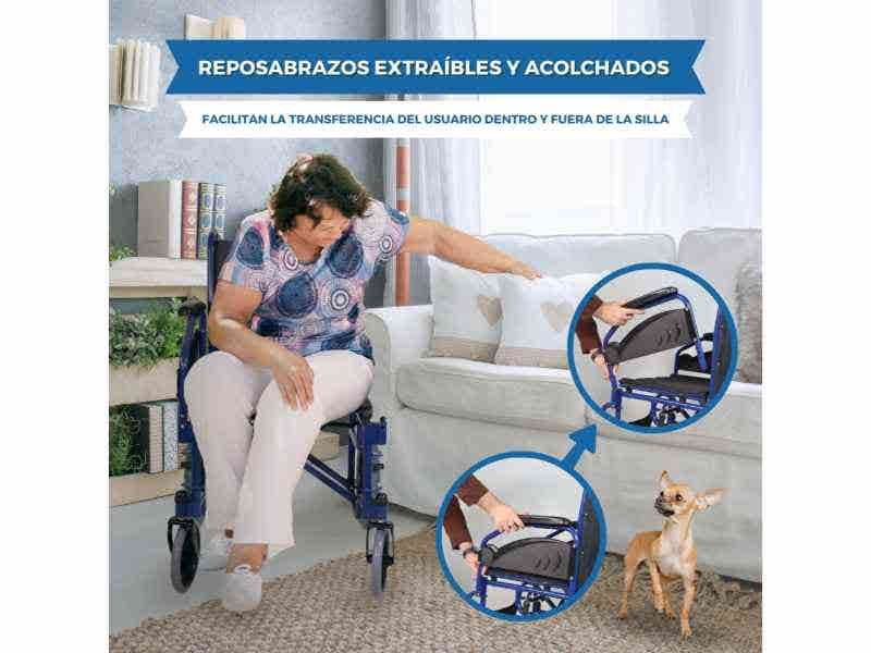 Sedia a rotelle pieghevole nera modello Maestranza, 45 cm, 100 kg