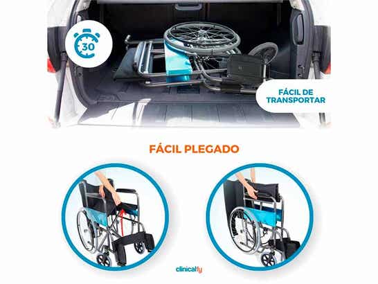 Carrozzina pieghevole Júcar con ruote grandi, ortopedica, leggera (Clinicalfy)