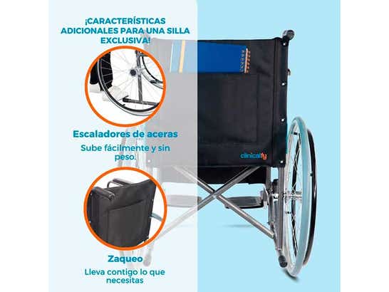 Carrozzina pieghevole Júcar con ruote grandi, ortopedica, leggera (Clinicalfy)