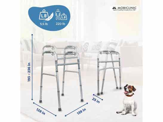 Rollator Colonna Pieghevole in Alluminio Argento per Anziani