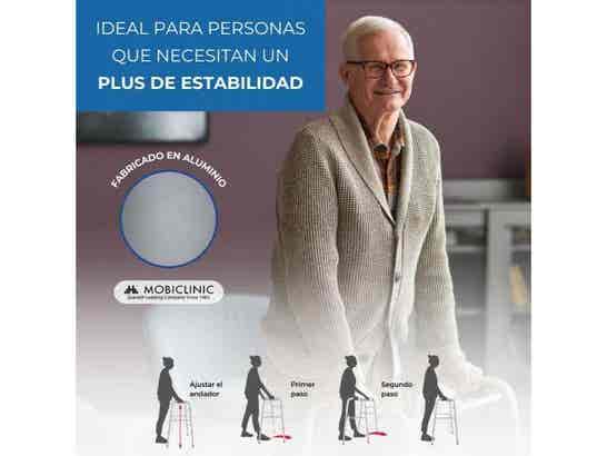 Rollator Colonna Pieghevole in Alluminio Argento per Anziani