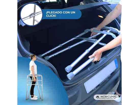 Rollator Colonna Pieghevole in Alluminio Argento per Anziani