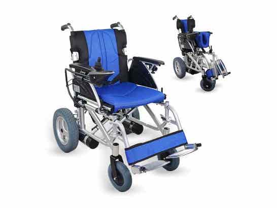 Sedia a rotelle elettrica in alluminio blu e nera Mod. LYRA